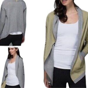 Lululemon cabin yogi wrap reversible cardigan in gray and moss
